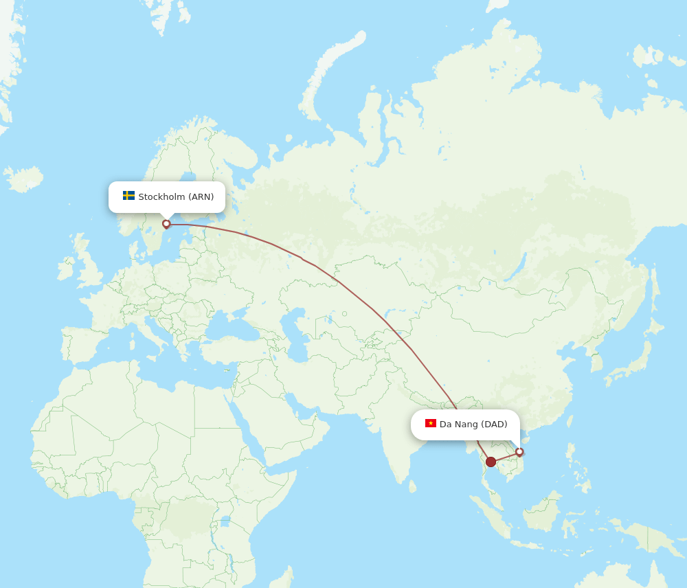 DAD to ARN flights and routes map