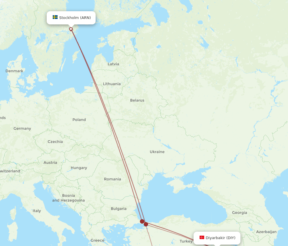 ARN-DIY flight routes