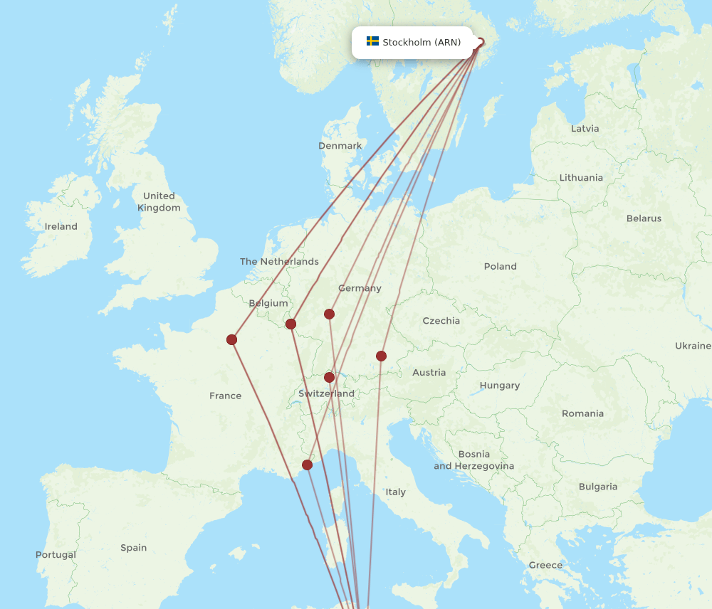 ARN to DJE flights and routes map