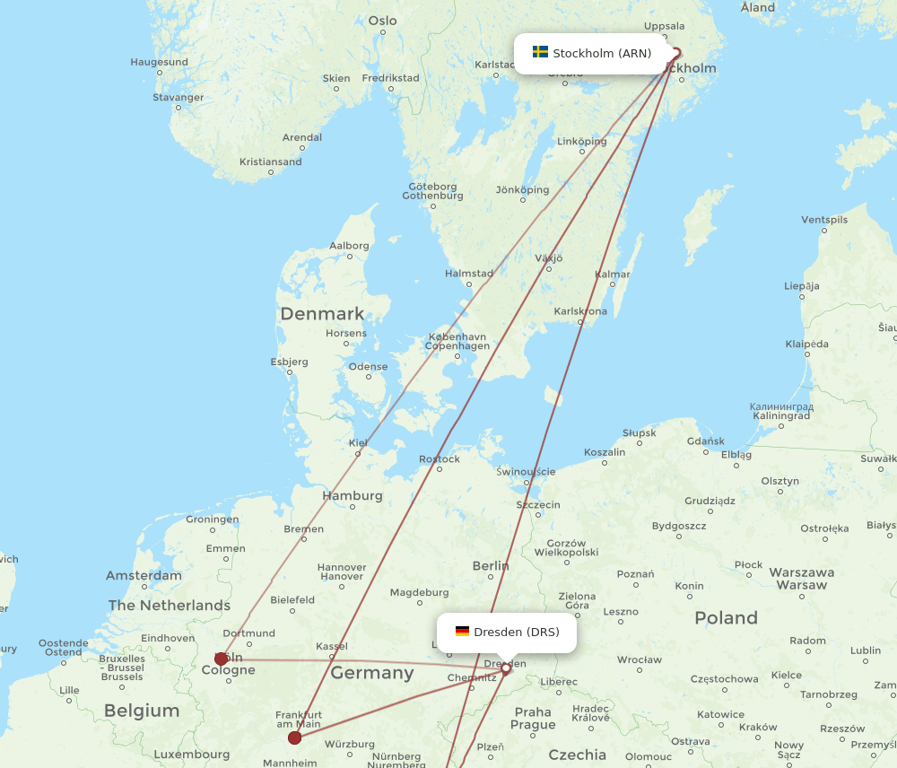 ARN to DRS flights and routes map
