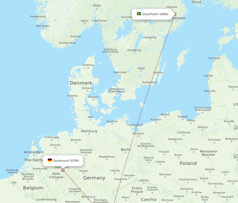 ARN to DTM flights and routes map