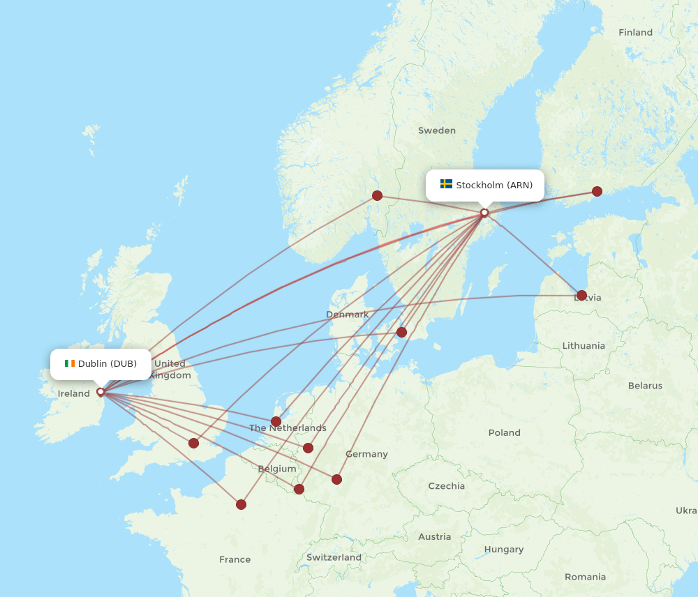 ARN-DUB flight routes