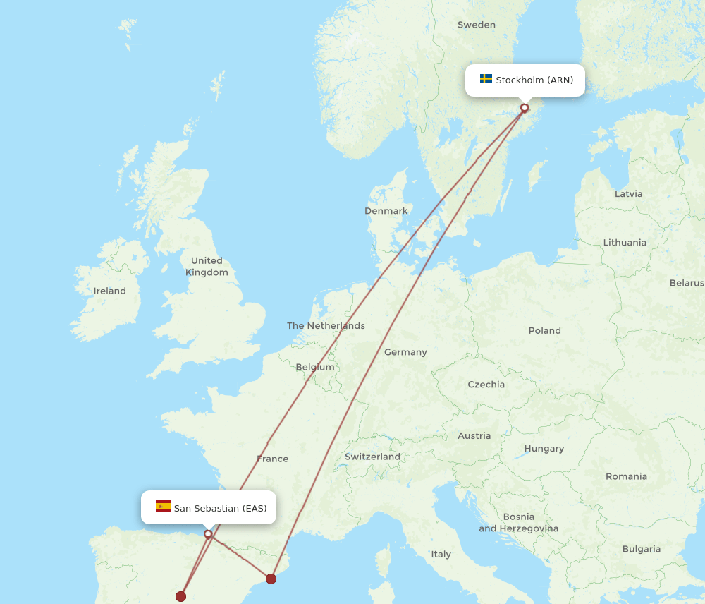 ARN-EAS flight routes