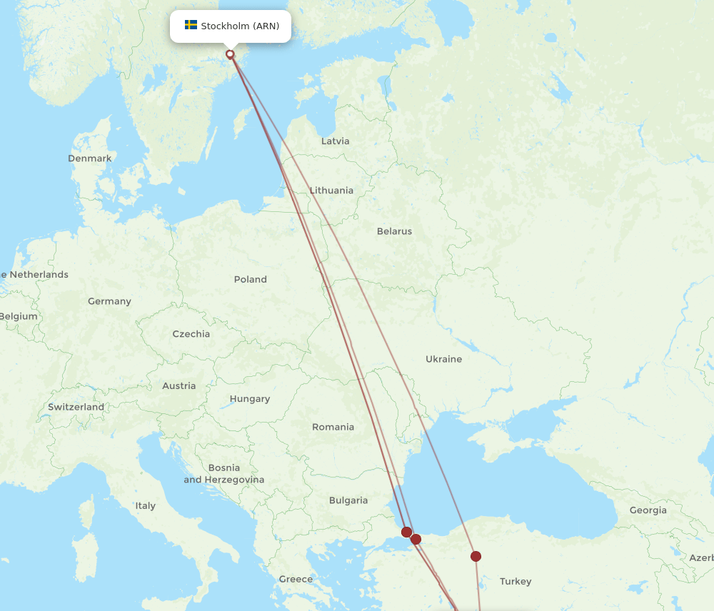ARN-ECN flight routes