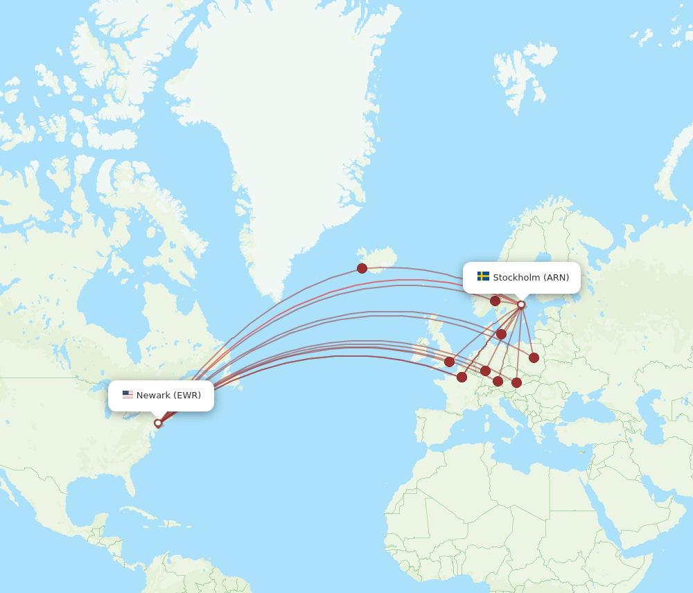 ARN-EWR flight routes