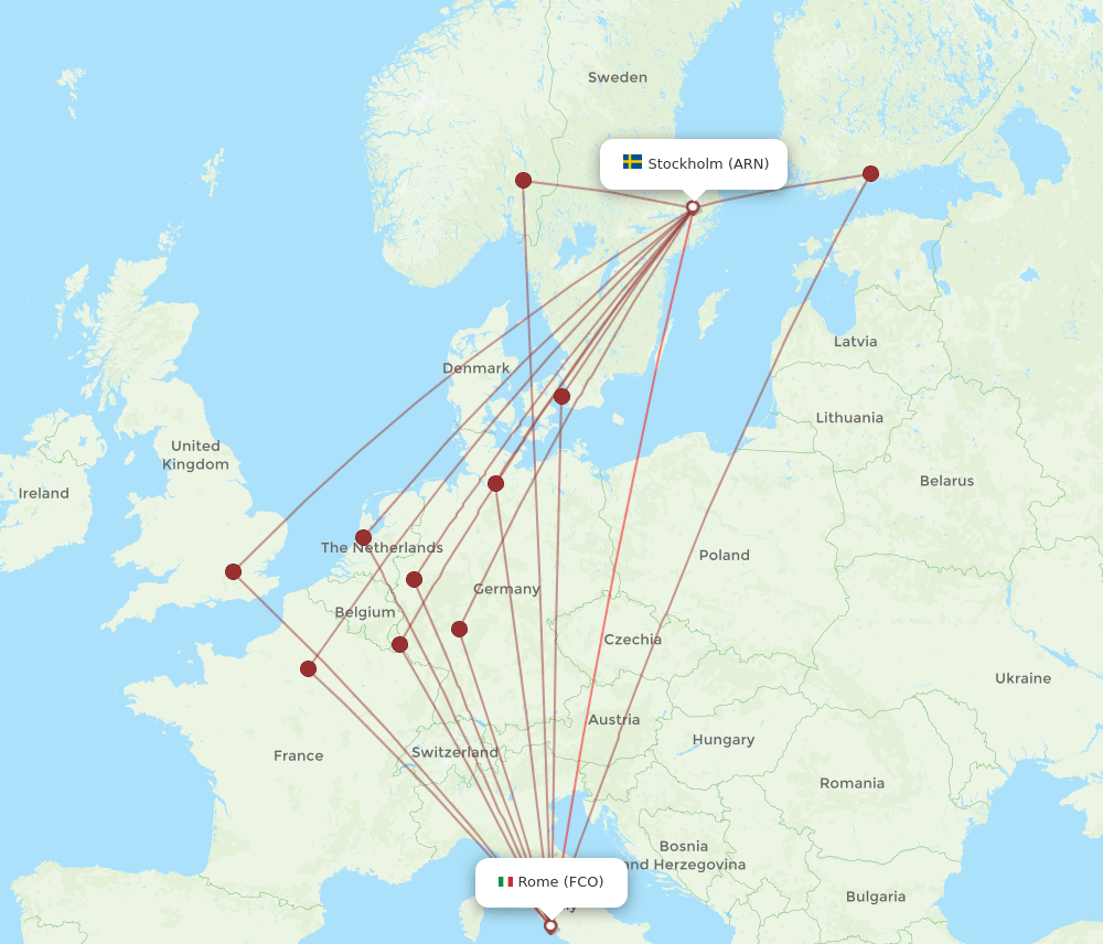 ARN-FCO flight routes
