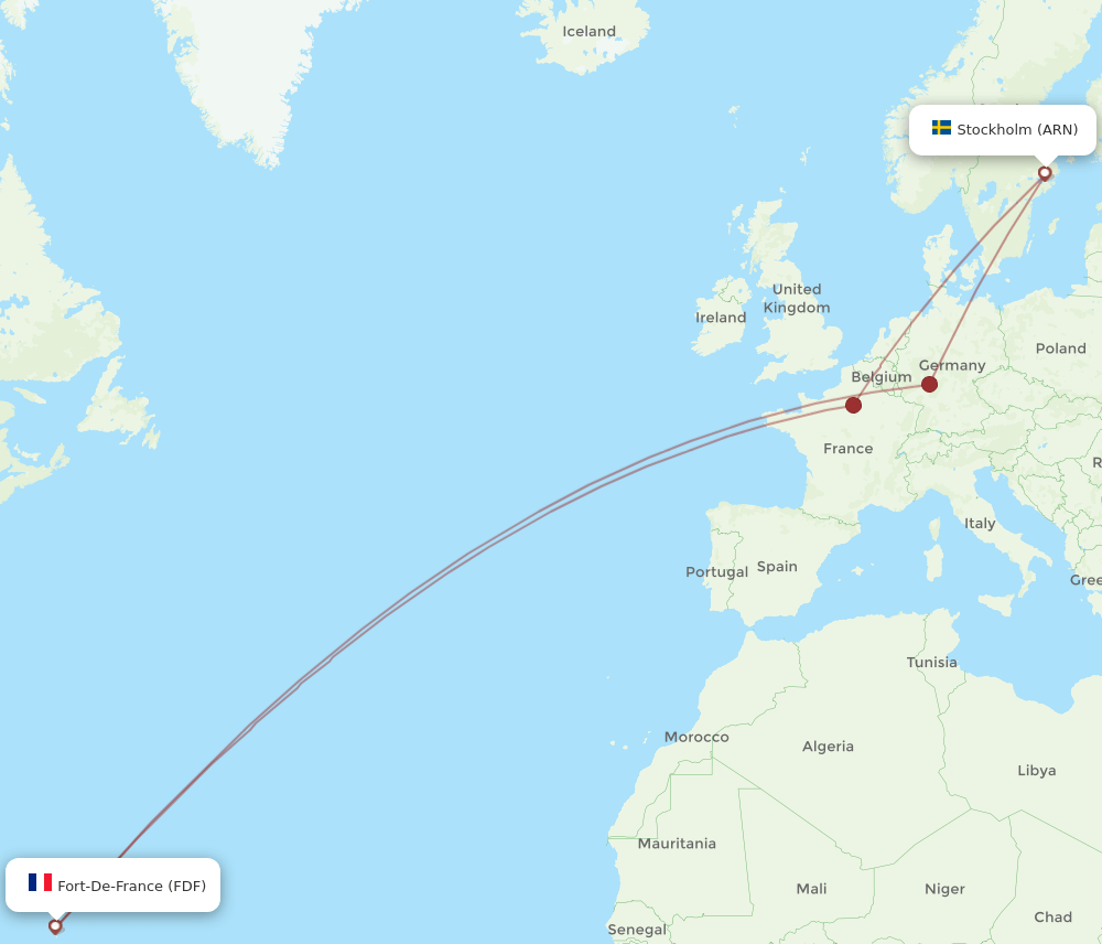 ARN to FDF flights and routes map
