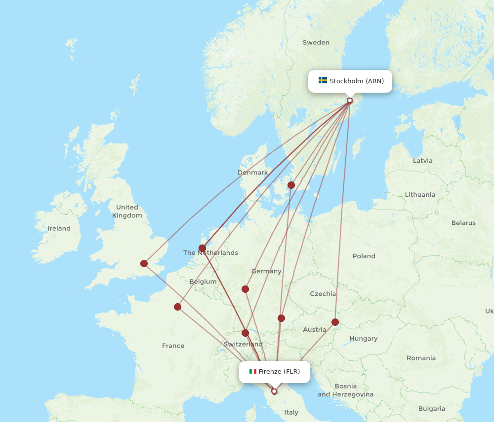 ARN-FLR flight routes