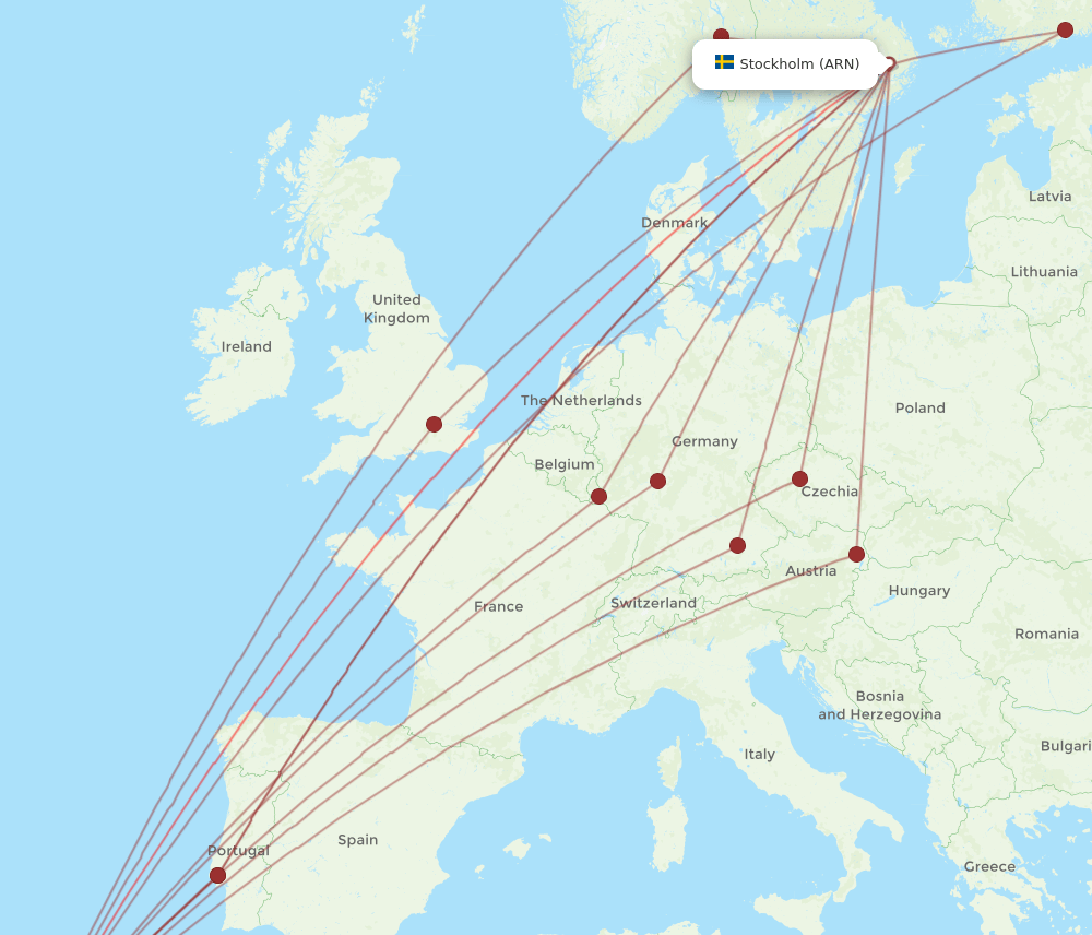 ARN-FNC flight routes