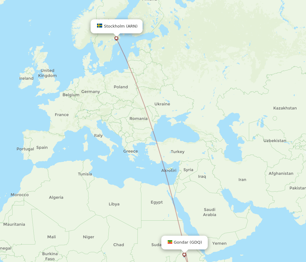 ARN-GDQ flight routes