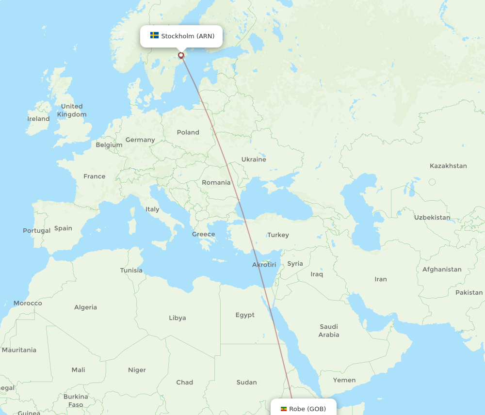 ARN-GOB flight routes