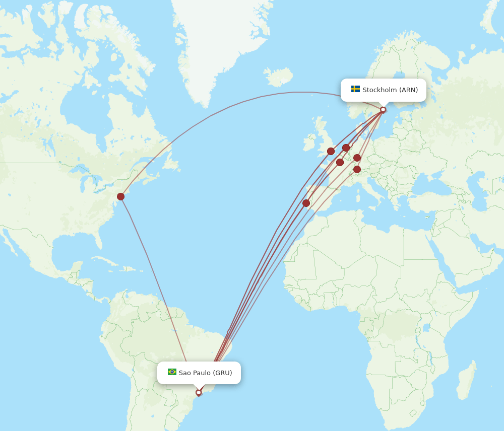 ARN-GRU flight routes