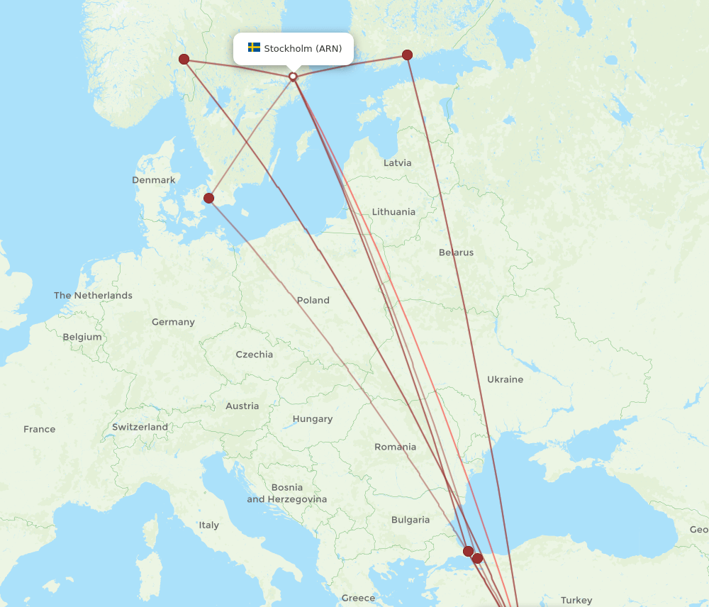 ARN-GZP flight routes