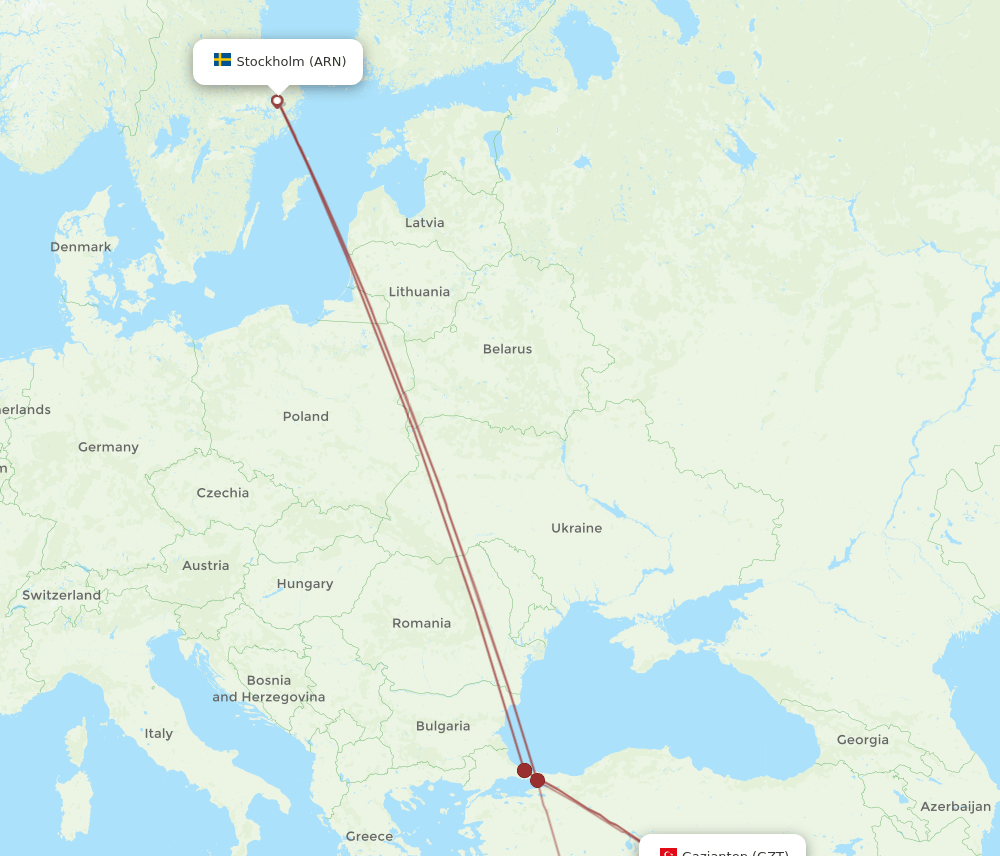 ARN-GZT flight routes