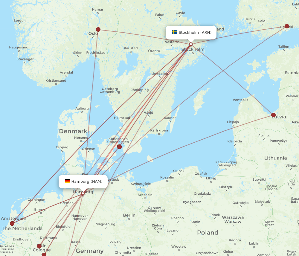 ARN to HAM flights and routes map