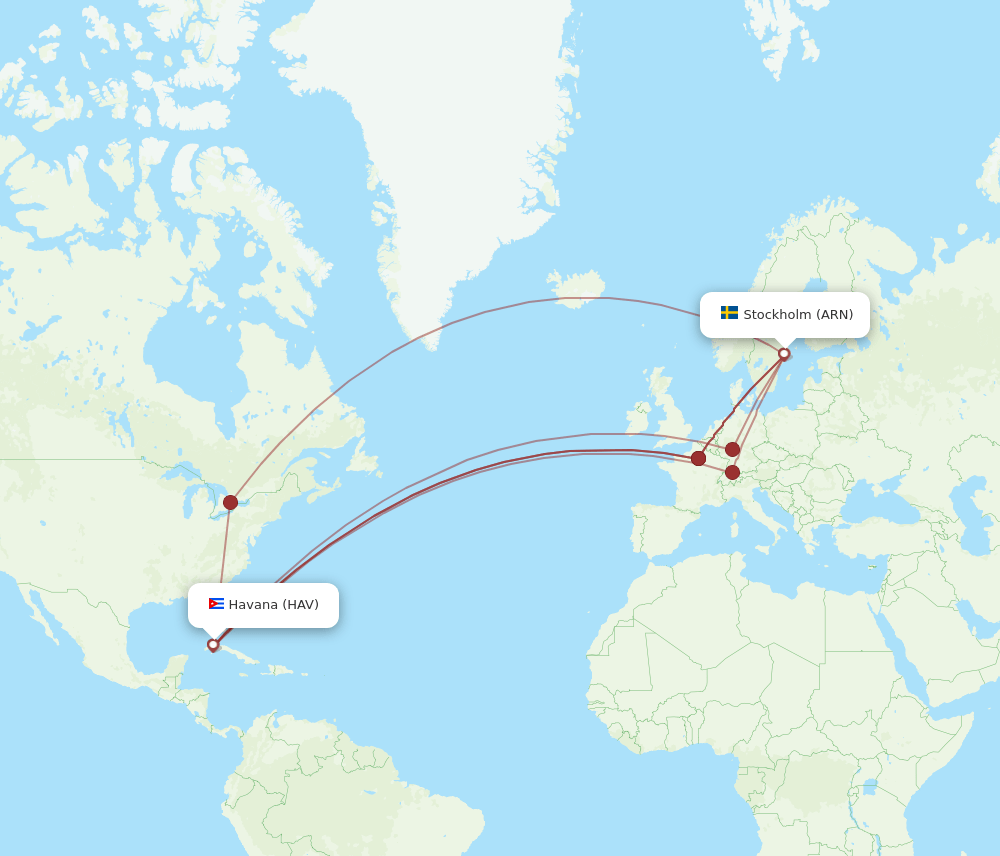 ARN to HAV flights and routes map