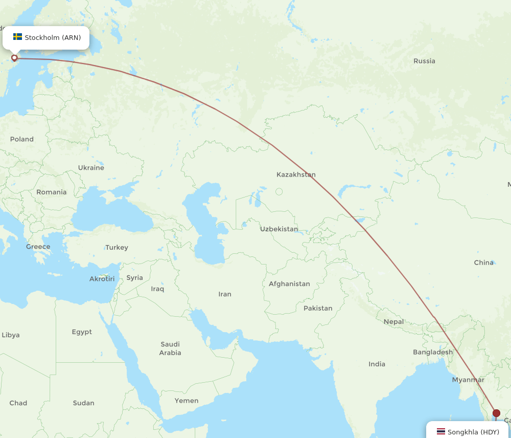 ARN-HDY flight routes