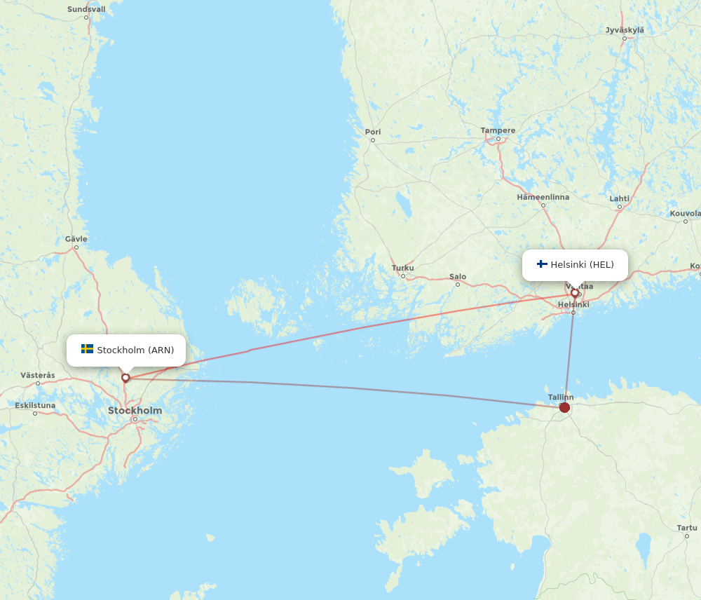 ARN to HEL flights and routes map