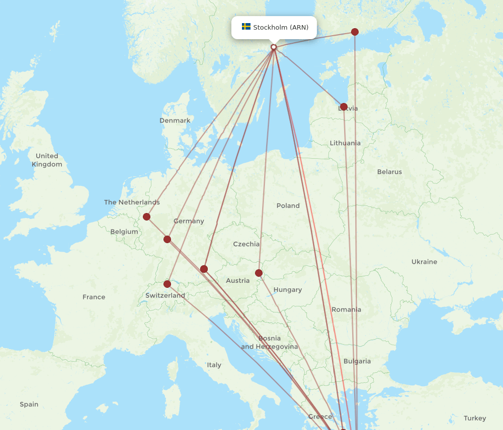 ARN to HER flights and routes map