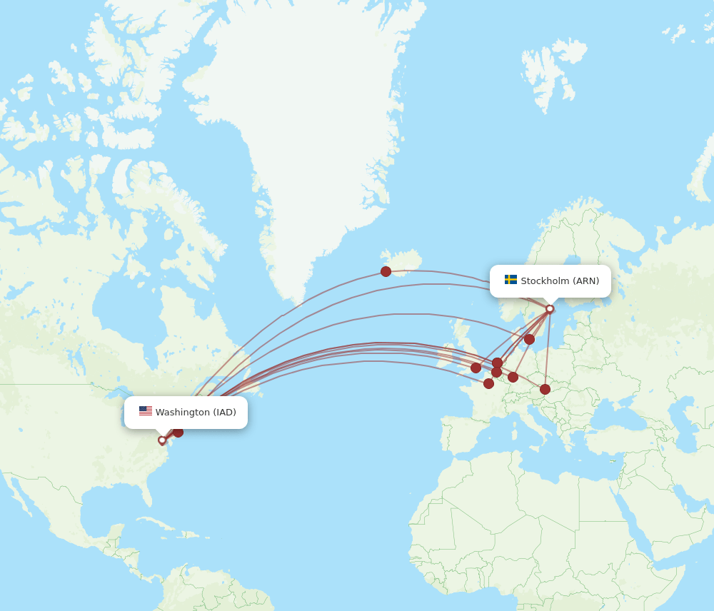 ARN to IAD flights and routes map