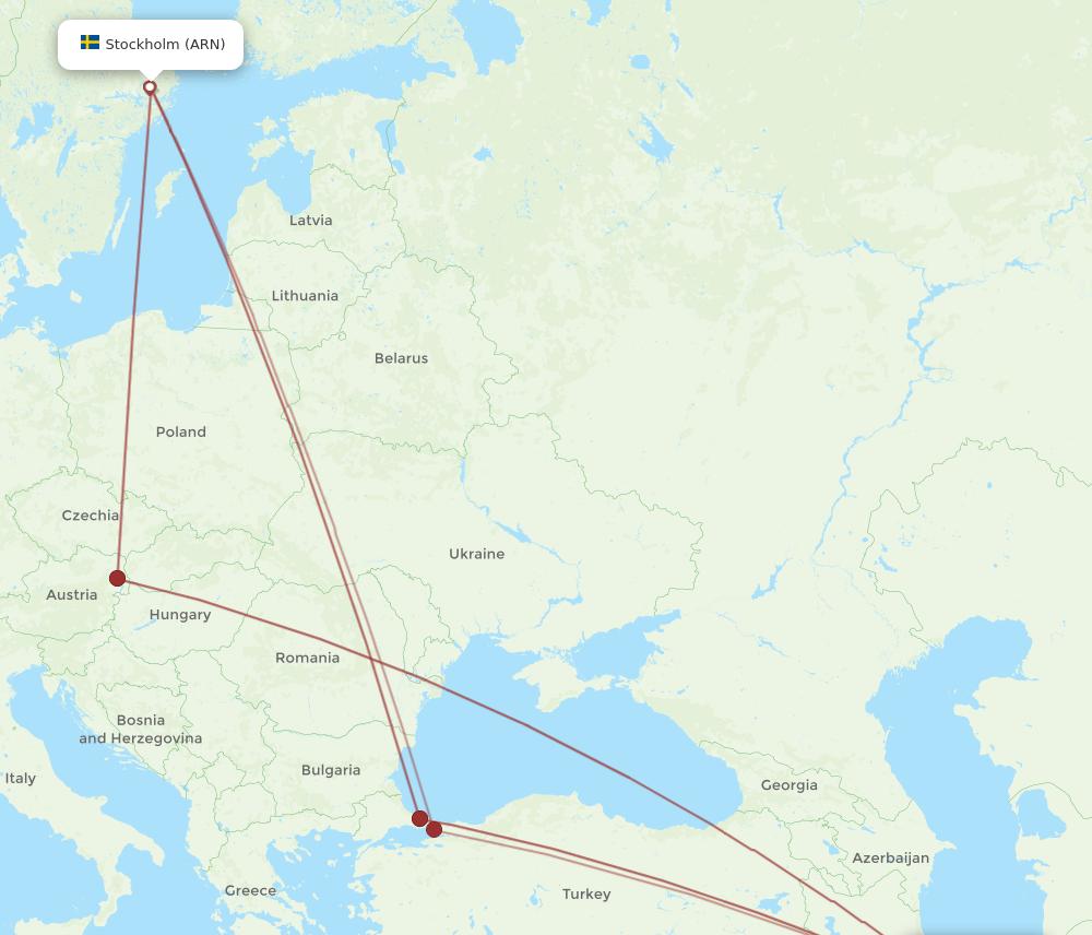 ARN-IKA flight routes