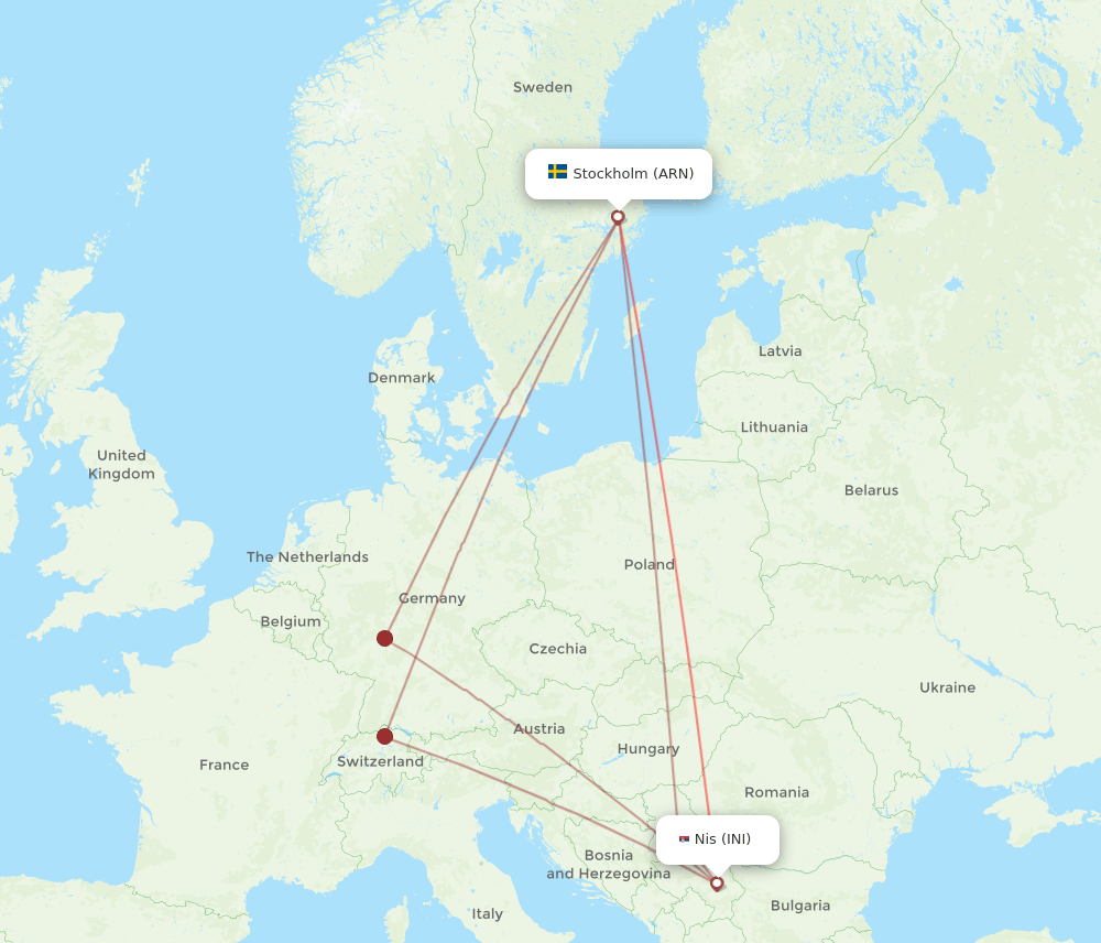 ARN-INI flight routes