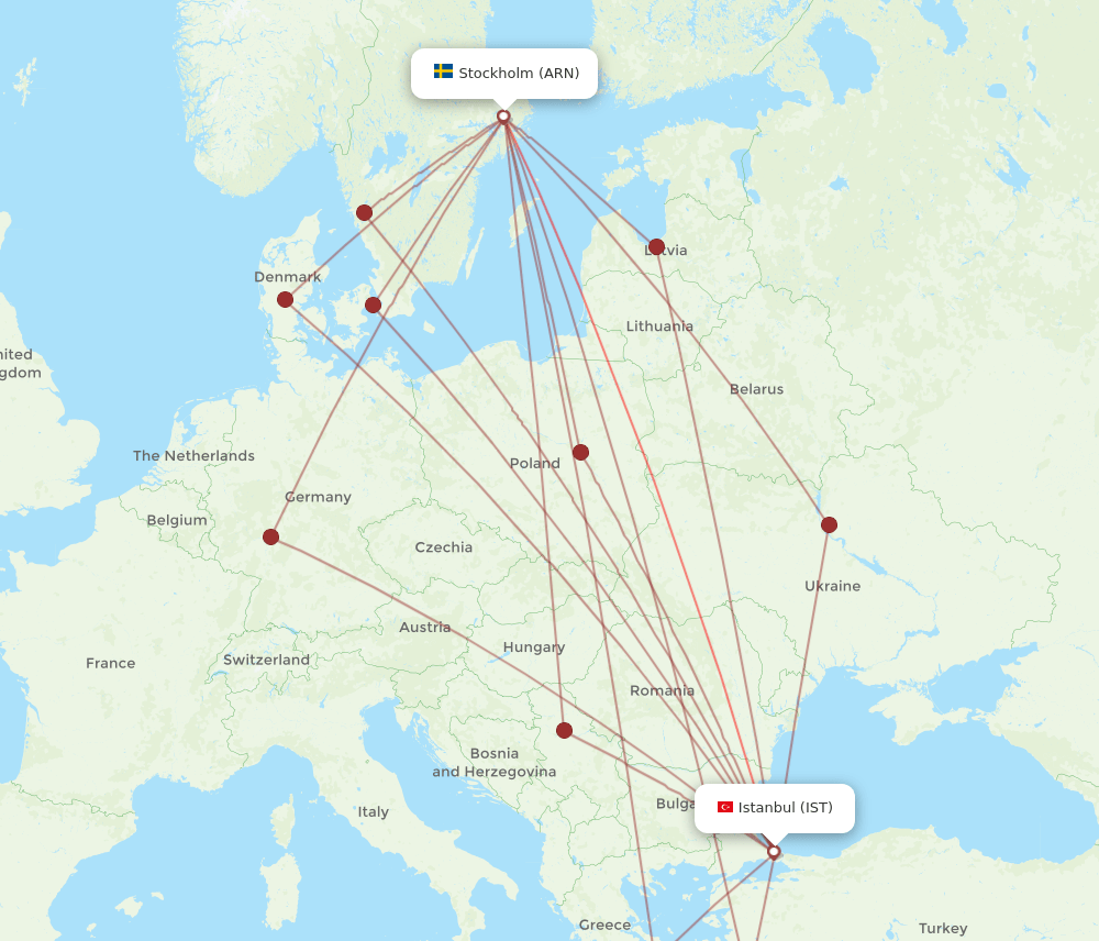 ARN-IST flight routes