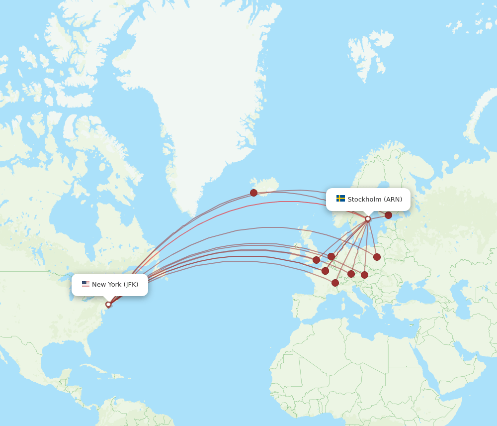 ARN-JFK flight routes