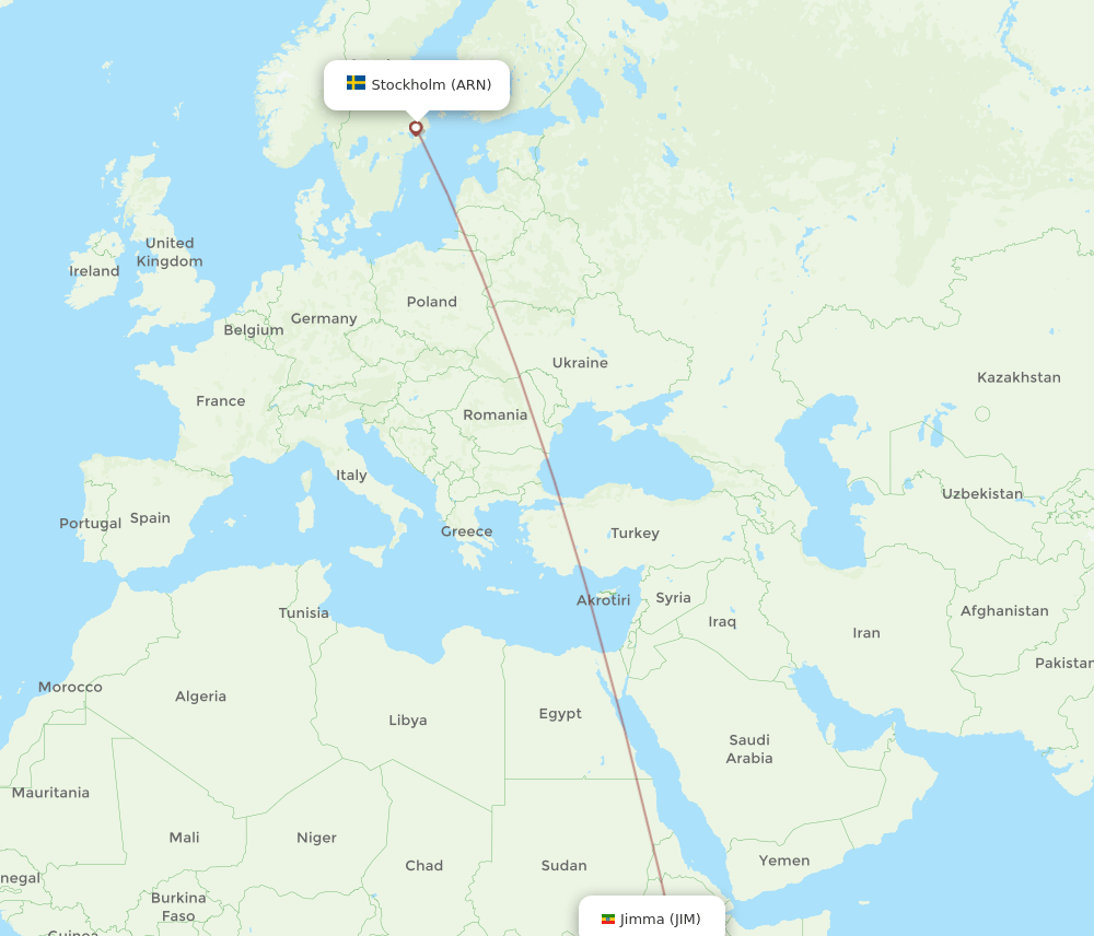 ARN-JIM flight routes