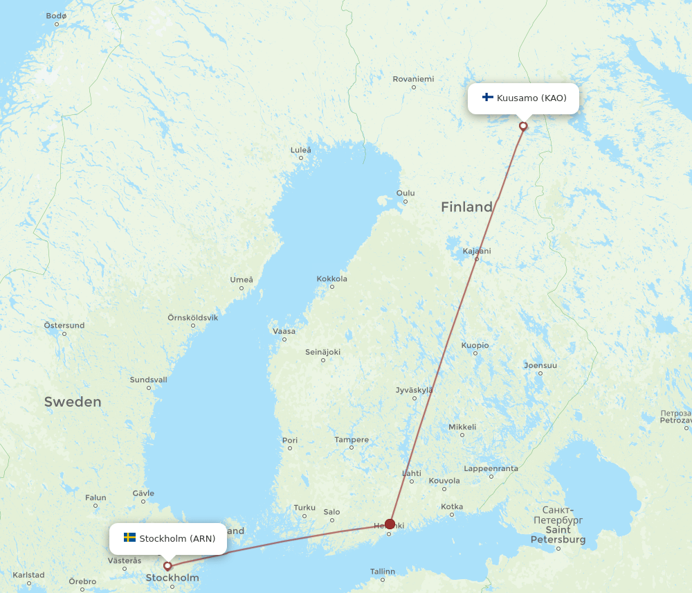 ARN-KAO flight routes