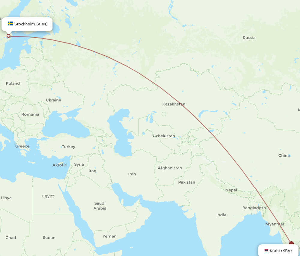 ARN to KBV flights and routes map