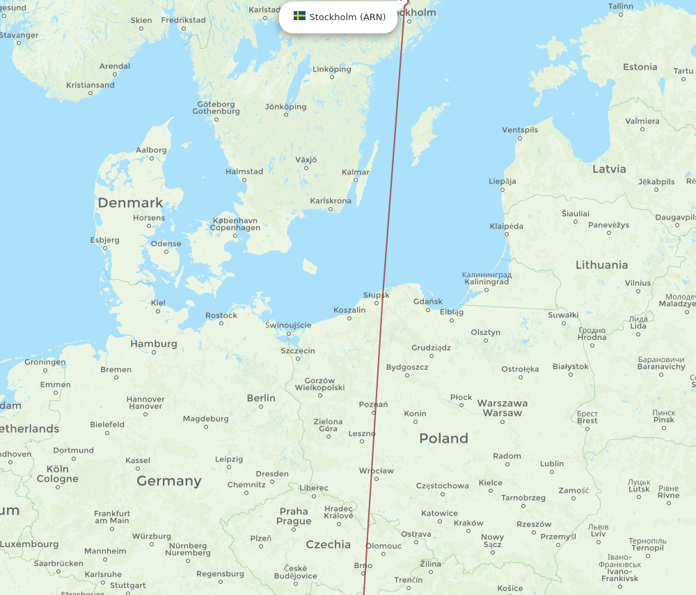 ARN to KLU flights and routes map