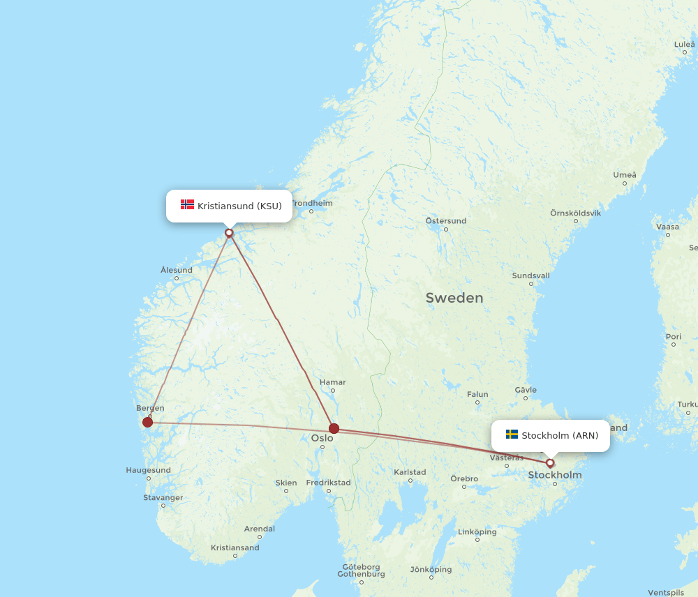ARN-KSU flight routes