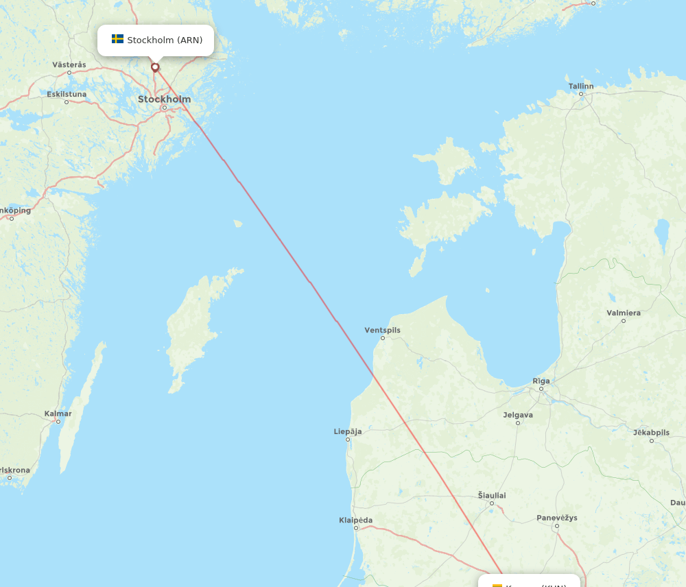 ARN to KUN flights and routes map