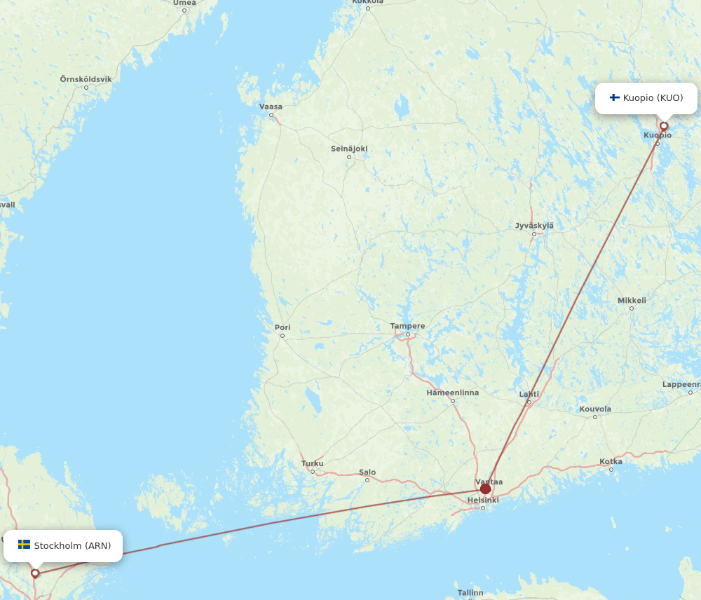 ARN to KUO flights and routes map