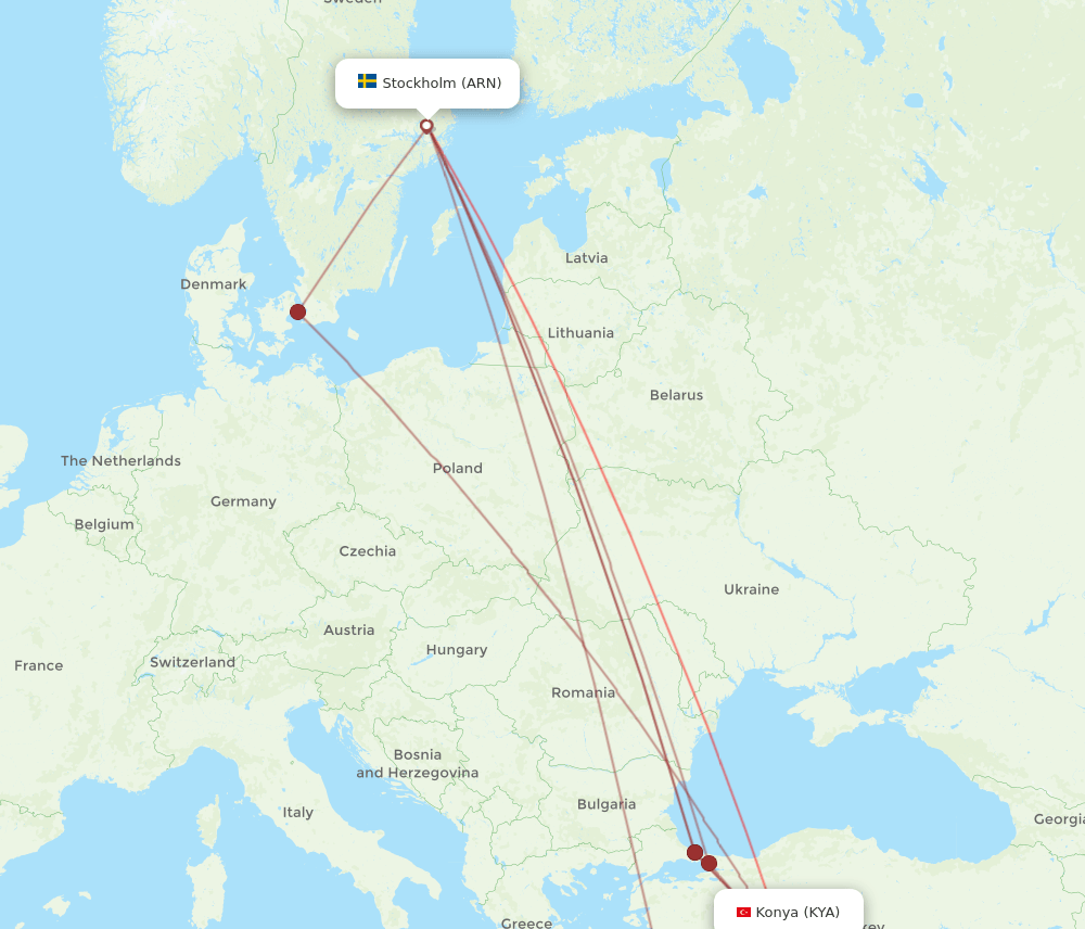 ARN-KYA flight routes