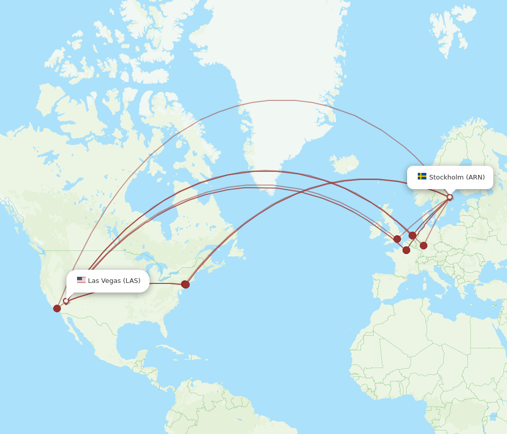 ARN-LAS flight routes