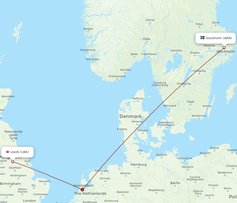 ARN-LBA flight routes