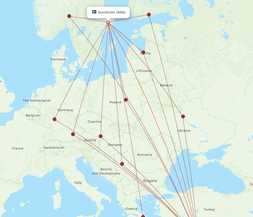 ARN to LCA flights and routes map