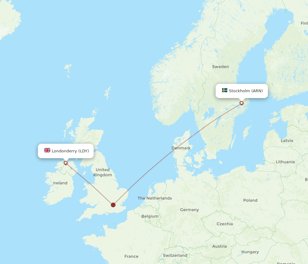 ARN-LDY flight routes