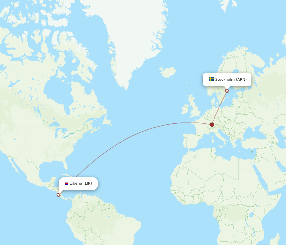 ARN-LIR flight routes