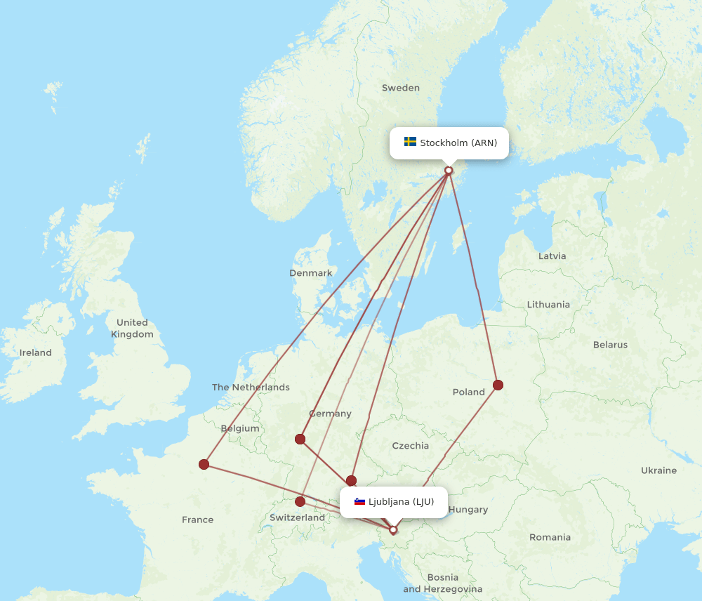 ARN-LJU flight routes