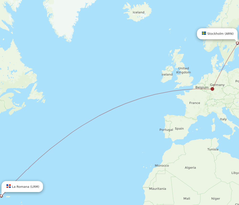 ARN-LRM flight routes