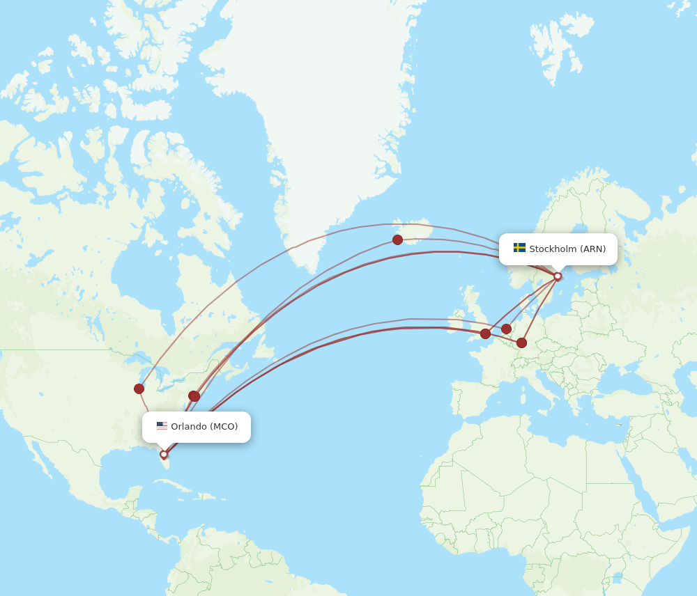 ARN-MCO flight routes