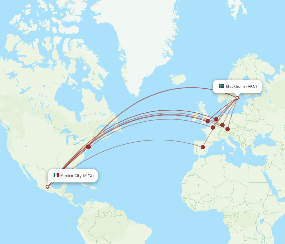 ARN-MEX flight routes