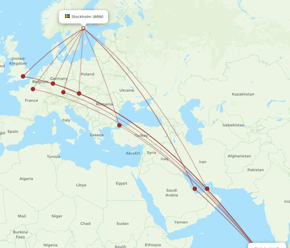 ARN-MLE flight routes