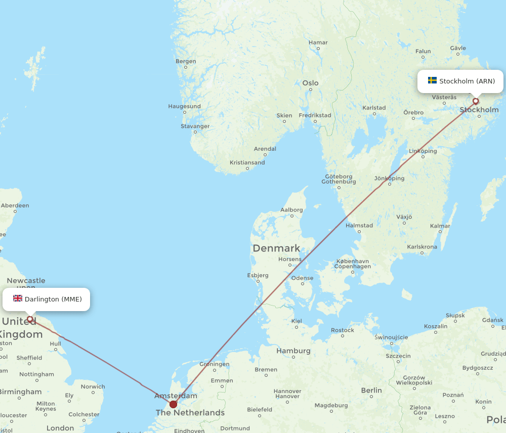 ARN-MME flight routes