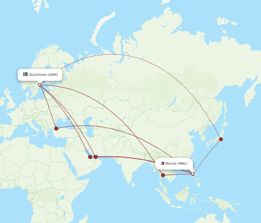 ARN-MNL flight routes