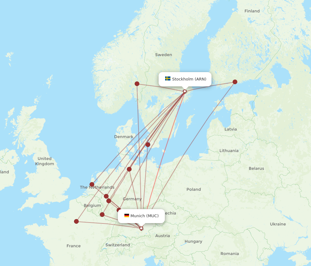 ARN to MUC flights and routes map