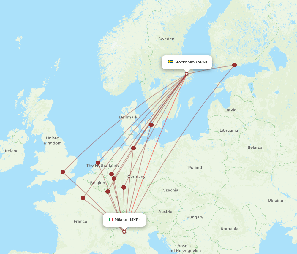 ARN-MXP flight routes